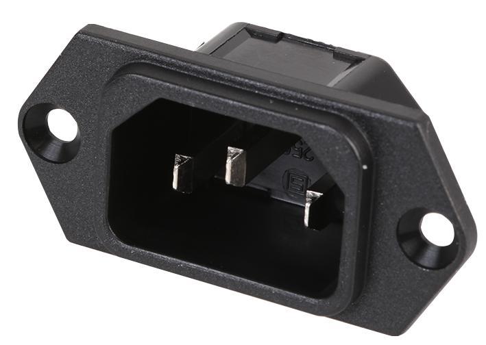 6100.3200 Schurter C14 Iec Appliance Inlet Screw On Panel Mount With 6.3mm Quick Connect Terminals
