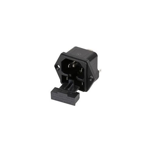 4304.6020 Schurter C14 Iec Fused Appliance Inlet Screw On Panel Mount With Solder Tags