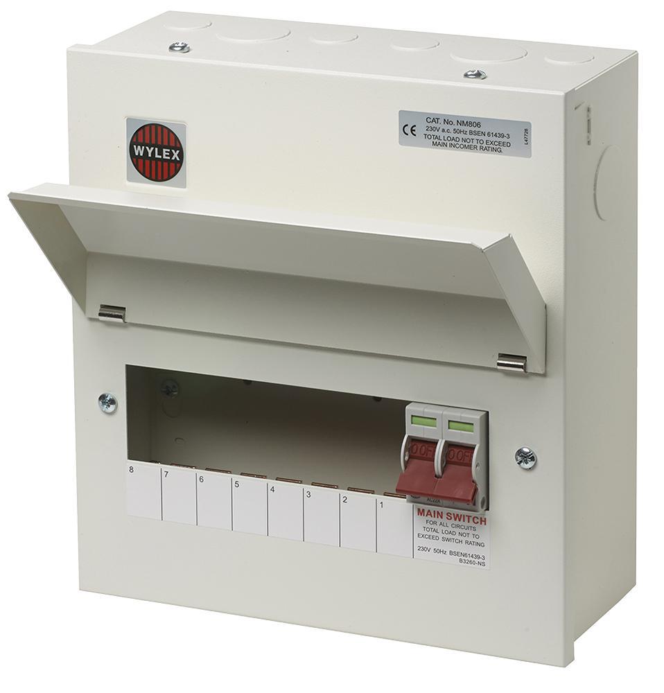 GB6:NM806 Wylex Metal 8 Way Consumer Unit 100A