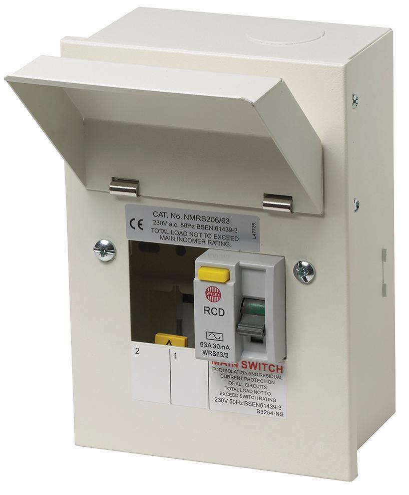 GB6:NMRS206/63 Wylex Rcd Switch 2 Way 63A 30Ma Metal