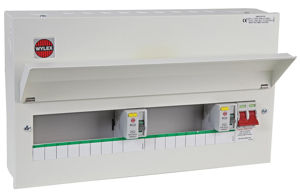 GB6:NMISS8706 Wylex Metal Main & Dual Rcd 8+7 Split Cu