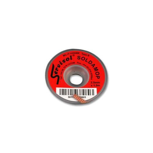SERVISOL - 200004320 - SOLDAMOP RED, 2.5MM X 1.5M DESOLDERING BRAID
