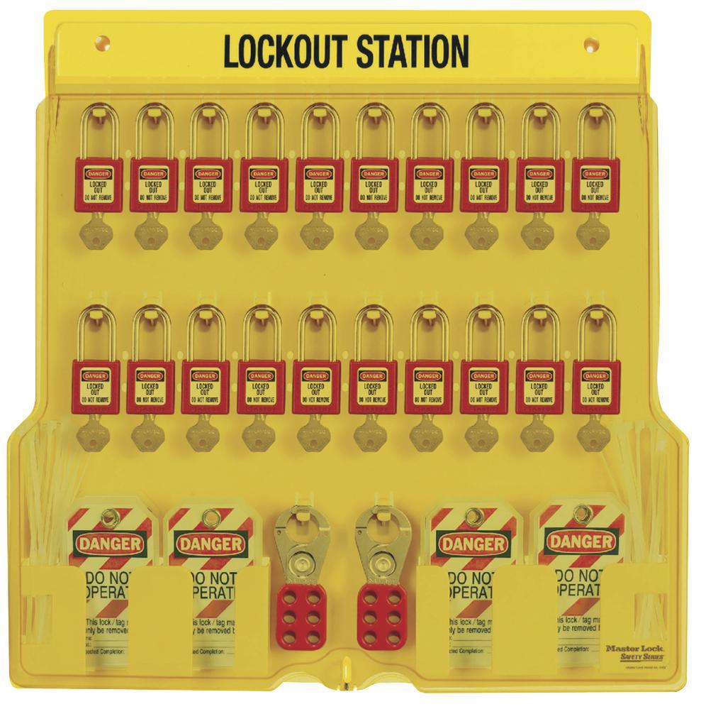 Master Lock - 1484BP410 - Lockout Station, 20 Padlock Kit