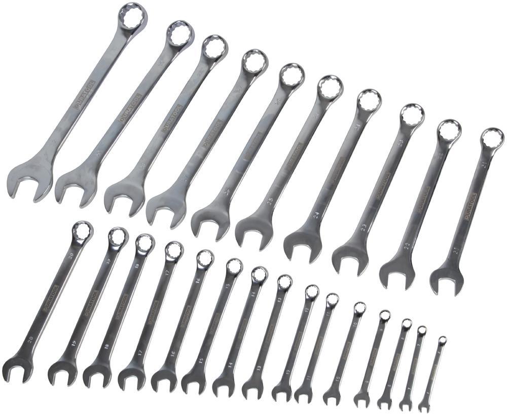Duratool Polished Chrome Metric Combination Spanner Set In Storage Case 25 Piece