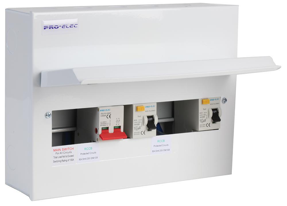 Pro Elec - PD44 - Consumer Unit Metal 14 Way 4+4 Dual Rcd