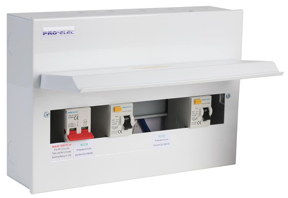 Pro Elec - PD55 - Consumer Unit Metal 16 Way 5+5 Dual Rcd