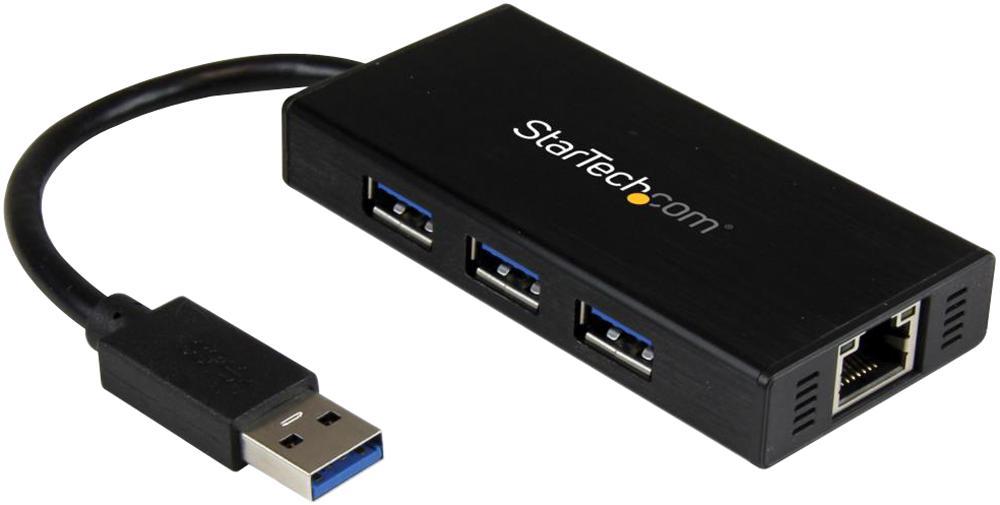 Startech 3-port Portable Usb 3.0 Hub With Gigabit Ethernet Port Bus Powered