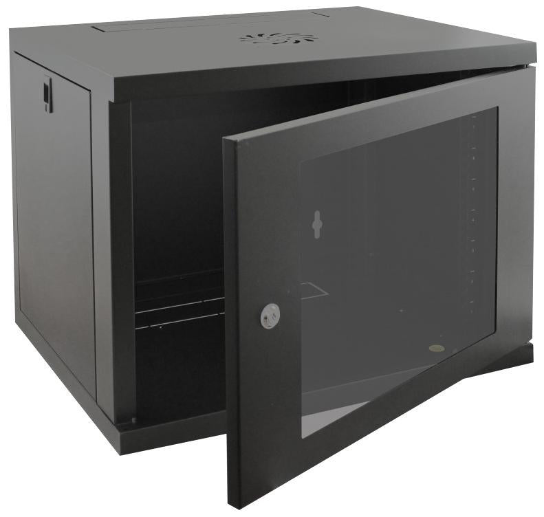 Rackyrax - RR-W2-9G - 19" 9u Wall Mounting Cabinet In Black, 550x550mm (wxd)