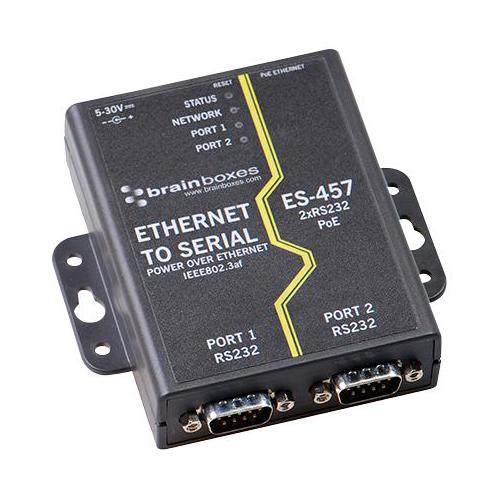 Brainboxes - ES-457 - 2-port Rs232 Poe Ethernet To Serial Adapter