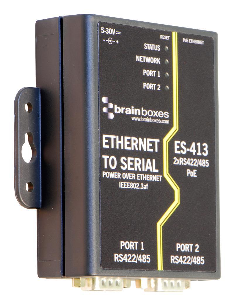 Brainboxes - ES-413 - 2-port Rs422/485 Poe Ethernet To Serial Adapter
