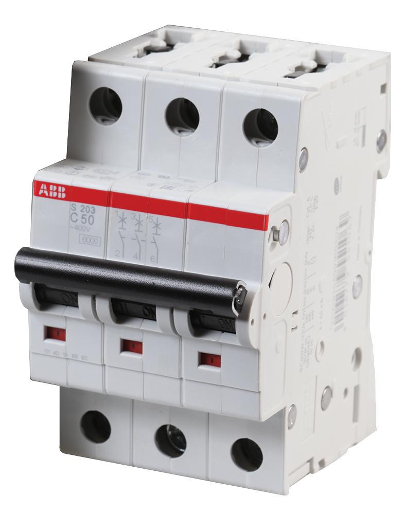Abb - S203-C50 - Circuit Breaker, Thermal Mag, 3 Pole,50a