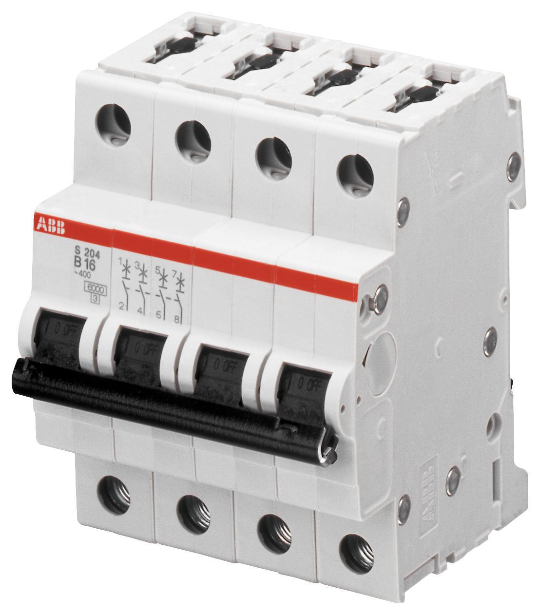 Abb - S204M-B63 - Circuit Breaker, Thermal Mag, 4 Pole,63a