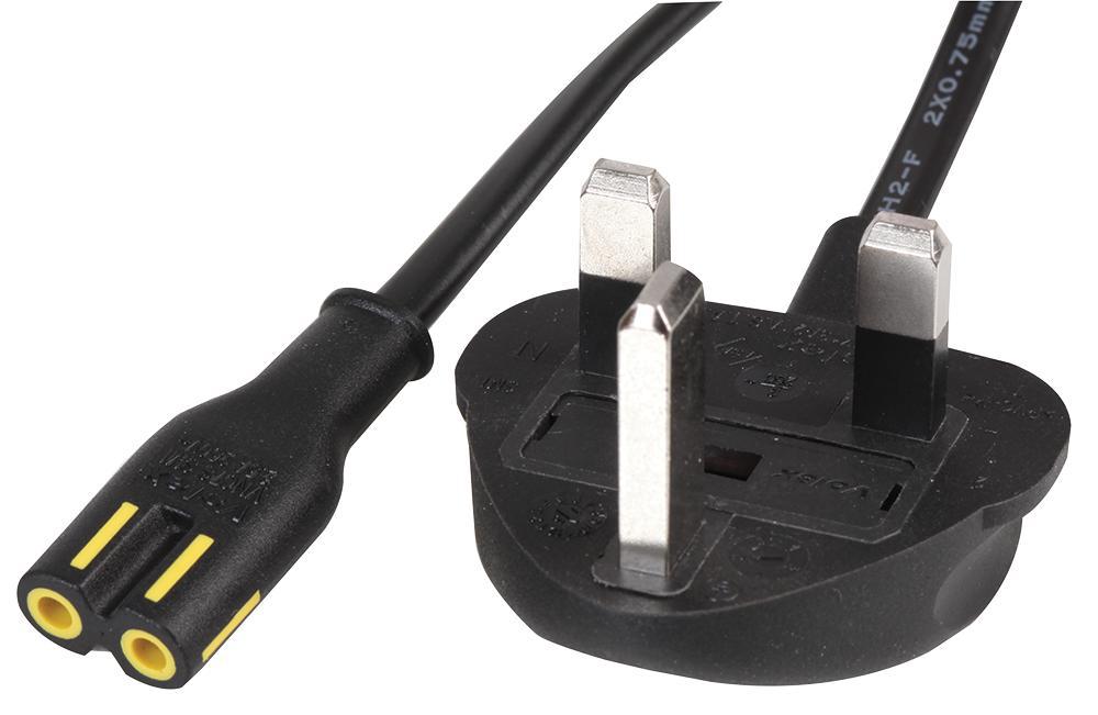 Volex - 152610/3 - Uk Mains To Iec C7 Power Lead, 2m, 2.5a, 250v, 3a Fuse