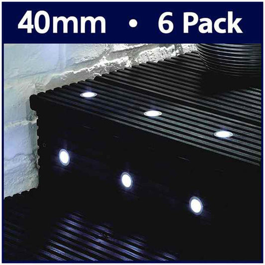 16135 - 40mm White Led Decking Lights X6