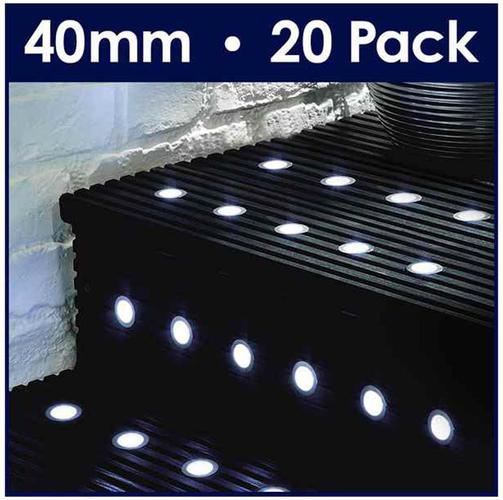 16674 - 40mm White Led Decking Lights X20