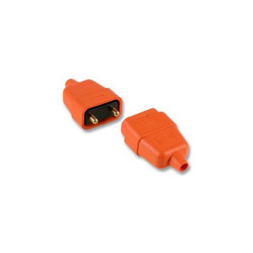 PRO ELEC - 0128-OR -ELECTRIC LEAD CONNECTOR RUBBER 10A 2 PIN ORANGE
