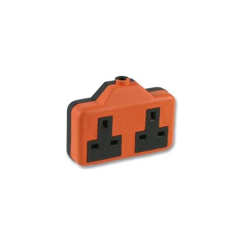 PRO ELEC - 0139-OR - EXTENSION SOCKET RUBBER 2 GANG 13A ORANGE