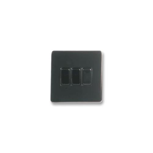 PRO ELEC - BN1803 - LIGHT SWITCH 3 GANG 2 WAY 10A BLACK NICKEL
