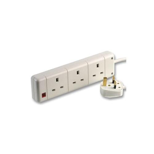 PRO ELEC - 9338-5M - POWER CORD EXTENSION LEAD 3 GANG 5 METRES WHITE