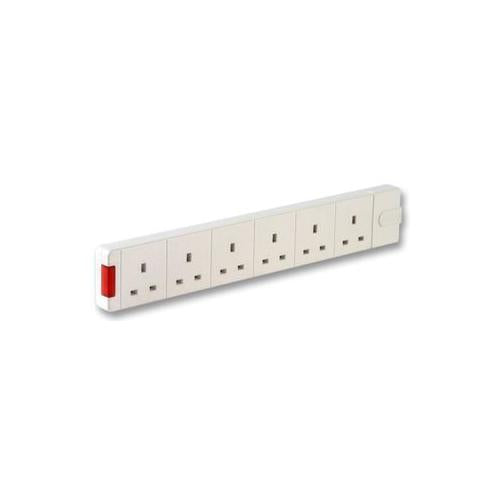 PRO ELEC - 95668 - POWER CORD EXTENSION SOCKET 6 GANG WHITE