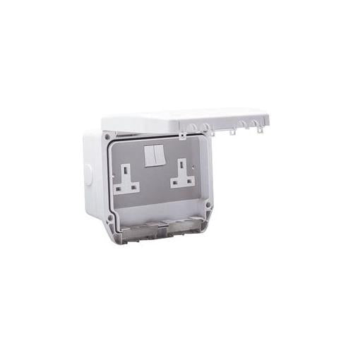WEATHERPROOF IP56 DOUBLE SWITCHED SOCKET SURFACE MOUNT , CRABTREE , 9706