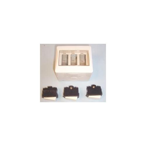 IP55 SWITCH 3 GANG 2 WAY SURFACE MOUNT , PRO ELEC , OL1540
