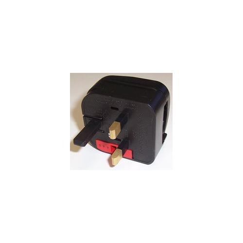 POWER CONNECTIONS - SCP.BLACK.3A - SCHUKO TO UK MAINS POWER PLUG BLACK/3A