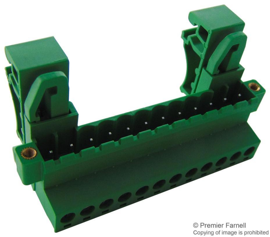 5.08mm Pluggable DIN Rail Horizontal Flanged PCB Terminal Block, 12 Poles, 71.1mm - CAMDENBOSS