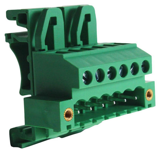 5.08mm Pluggable DIN Rail Vertical Flanged PCB Terminal Block, 6 Poles, 41.8mm - CAMDENBOSS
