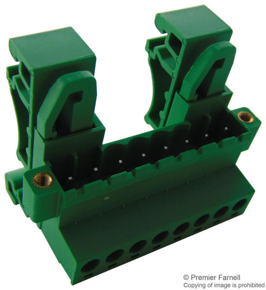5mm Pluggable DIN Rail Horizontal Flanged PCB Terminal Block, 8 Poles, 50mm - CAMDENBOSS