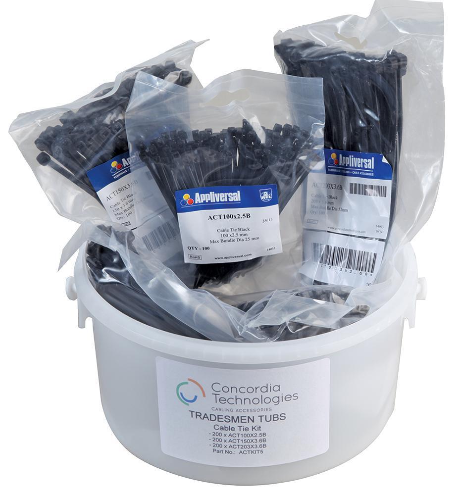 600-Piece Nylon Cable Tie Kit, Black - PRO POWER