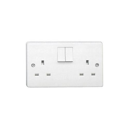 CRABTREE - 4306BULK - 13A 2 GANG SINGLE POLE SWITCHED SOCKET WHITE