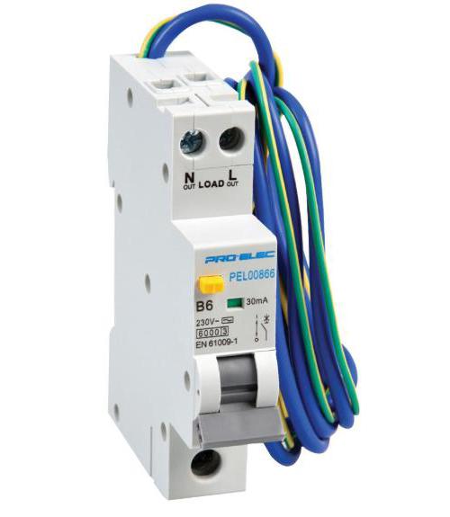 40A Single Pole RCBO, B Curve, 30mA - PRO ELEC