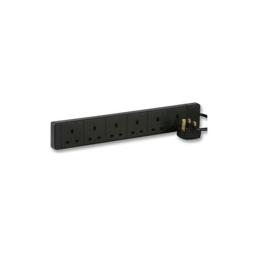 POWER CORD EXTENSION LEAD 6 GANG BLACK 1M , PRO ELEC , 2068B-1M