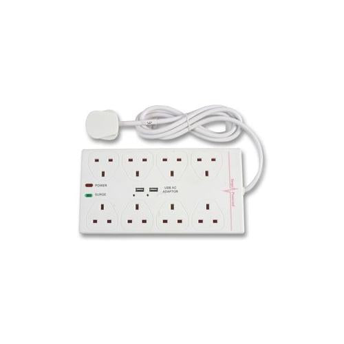 POWER CORD EXTENSION LEAD 8 WAY SURGE PROTECTED , PRO ELEC , 2808SU