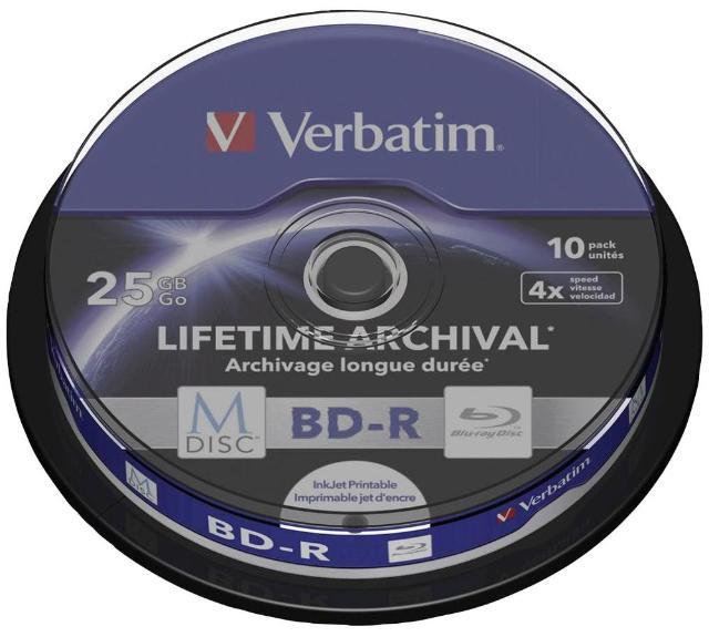 4x Speed MDISC BD-R Blank Blu-ray Discs - 10 Pack Spindle - VERBATIM