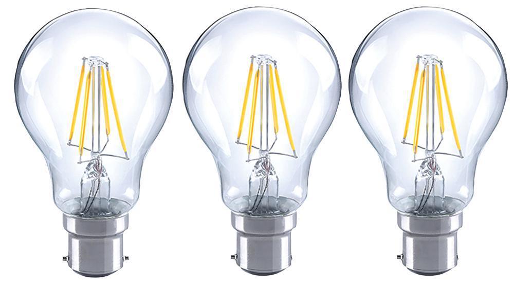 4W Clear GLS LED Filament Lamp, B22, Warm White - UNBRANDED