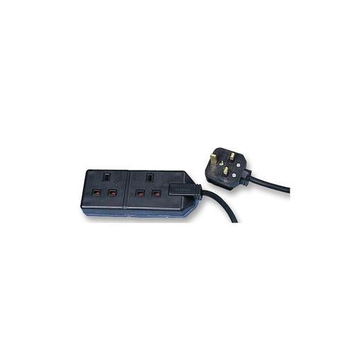 2 GANG HEAVY DUTY EXTENSION LEAD BLACK 4M , PERMAPLUG , EXS13/24 BLACK