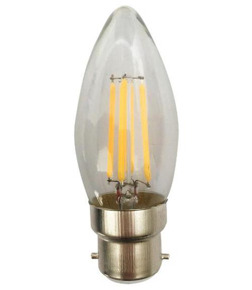 4W LED Candle Filament Bulb, B22 - PRO ELEC