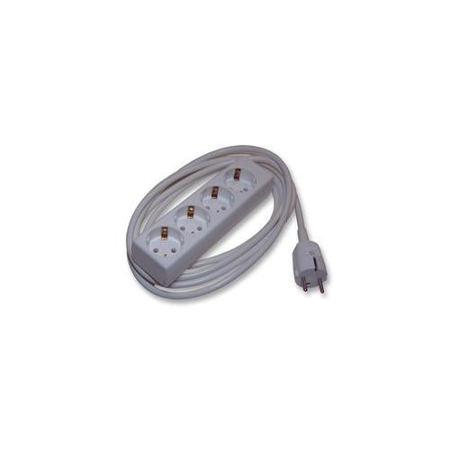 EUROPEAN POWER CORD EXTENSION LEAD 4 GANG 3 METRES WHITE , PRO ELEC , PL03865