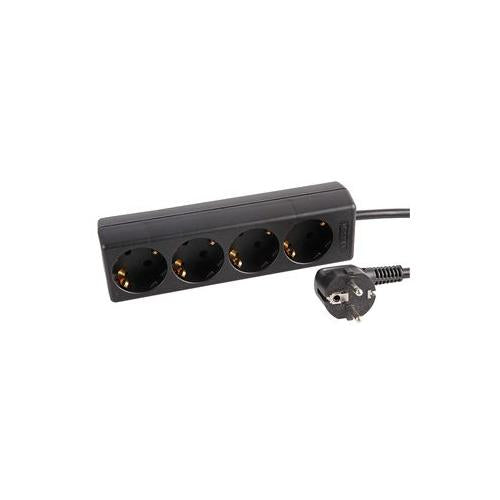 EUROPEAN POWER CORD EXTENSION LEAD 4 GANG 3 METRES BLACK , PRO ELEC , PL03866