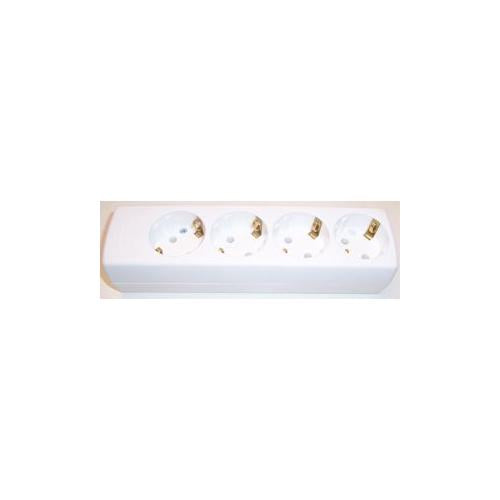 EUROPEAN POWER CORD EXTENSION BLOCK 4 GANG WHITE , PRO ELEC , PL03867