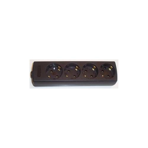 EUROPEAN POWER CORD EXTENSION BLOCK 4 GANG BLACK , PRO ELEC , PL03868