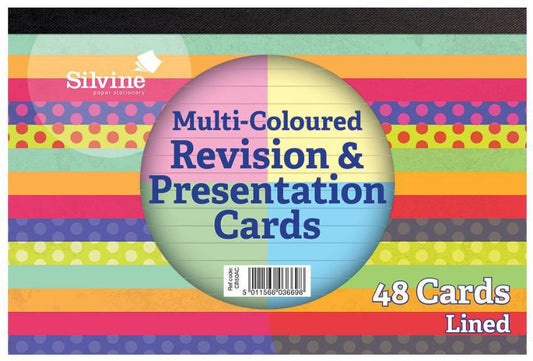 152x102mm Multi Coloured Revision and Presentation Flash Cards - Pad of 48 - SILVINE