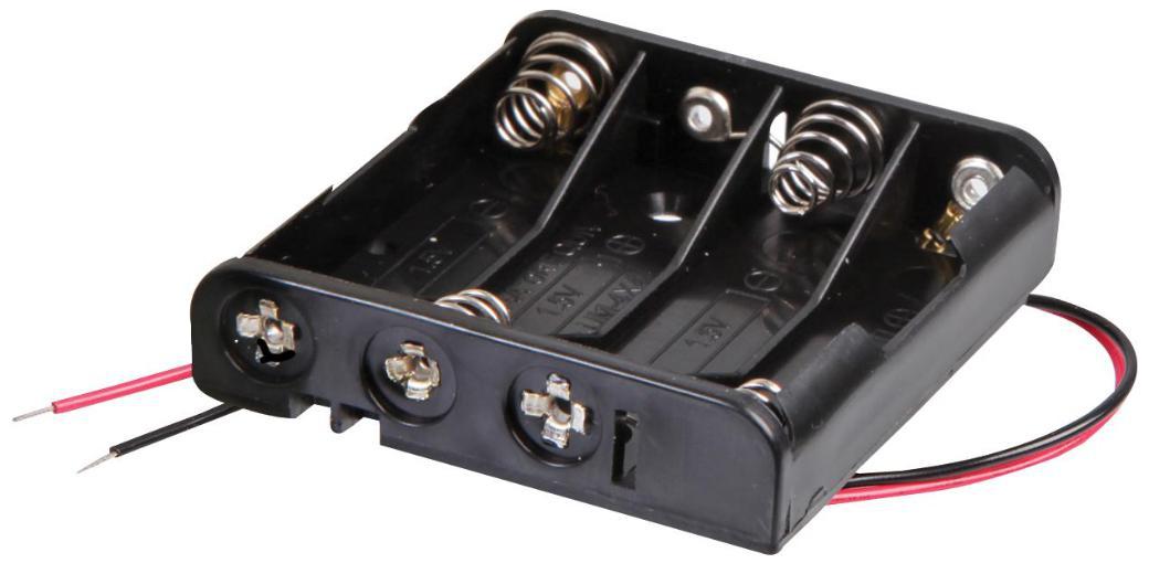 4x AAA Battery Holder Coil Spring Contact, Flat Wired Leads 150mm - PRO POWER