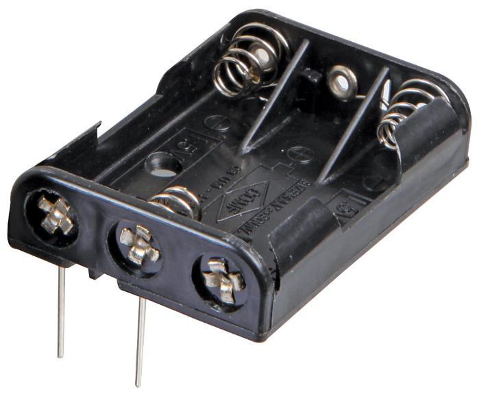 3x AAA Battery Holder Coil Spring Contact, Flat PCB Pins - PRO POWER