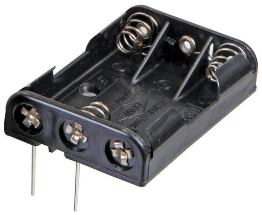3x AAA Battery Holder Coil Spring Contact, Flat PCB Pins - PRO POWER