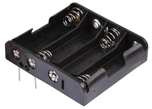 4x AA Battery Holder Coil Spring Contact, Flat PCB Pins - PRO POWER