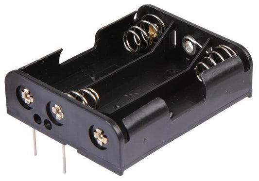 3x AA Battery Holder Coil Spring Contact, Flat PCB Pins - PRO POWER