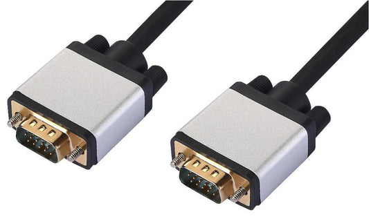 15 Pin VGA (D Sub) Male to Male Monitor Lead, Aluminium Head Shells, 3m Black - AV STAR